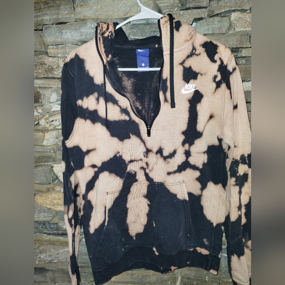 Nike tie dye hoodie sweatshirt, black and tan,  size small